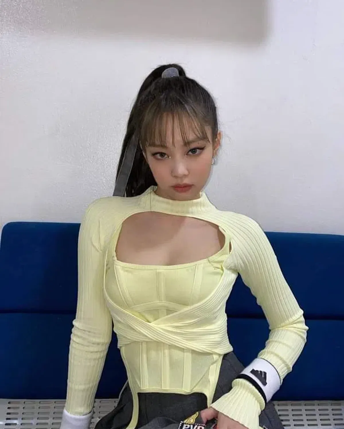 Dion Lee Twist Back Long Sleeve Knit Top Lemon Yellow Size 8 - Image 2