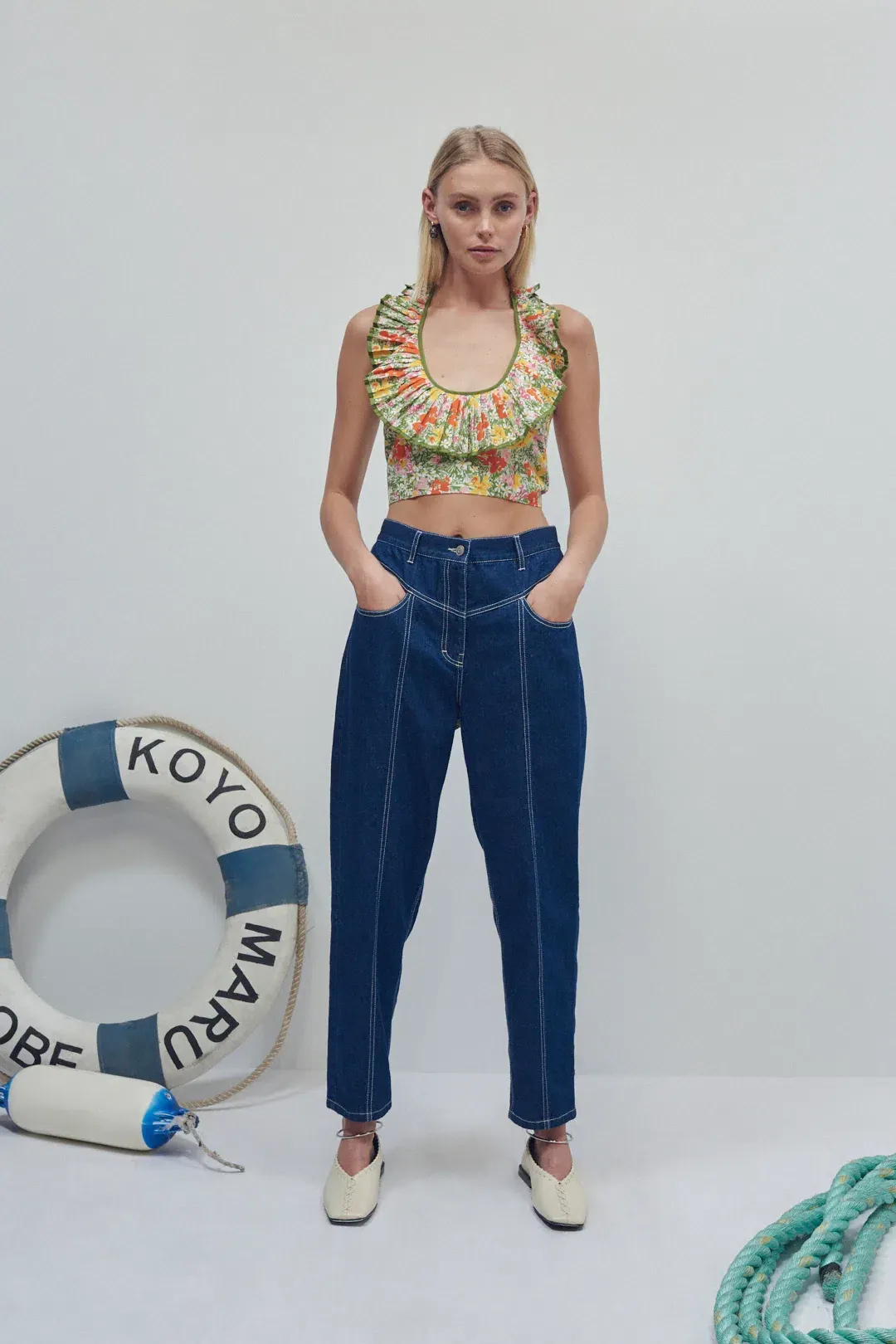 Alemais Cabana Apron Crop Top Multi Size 8 for rent on The Volte - main image