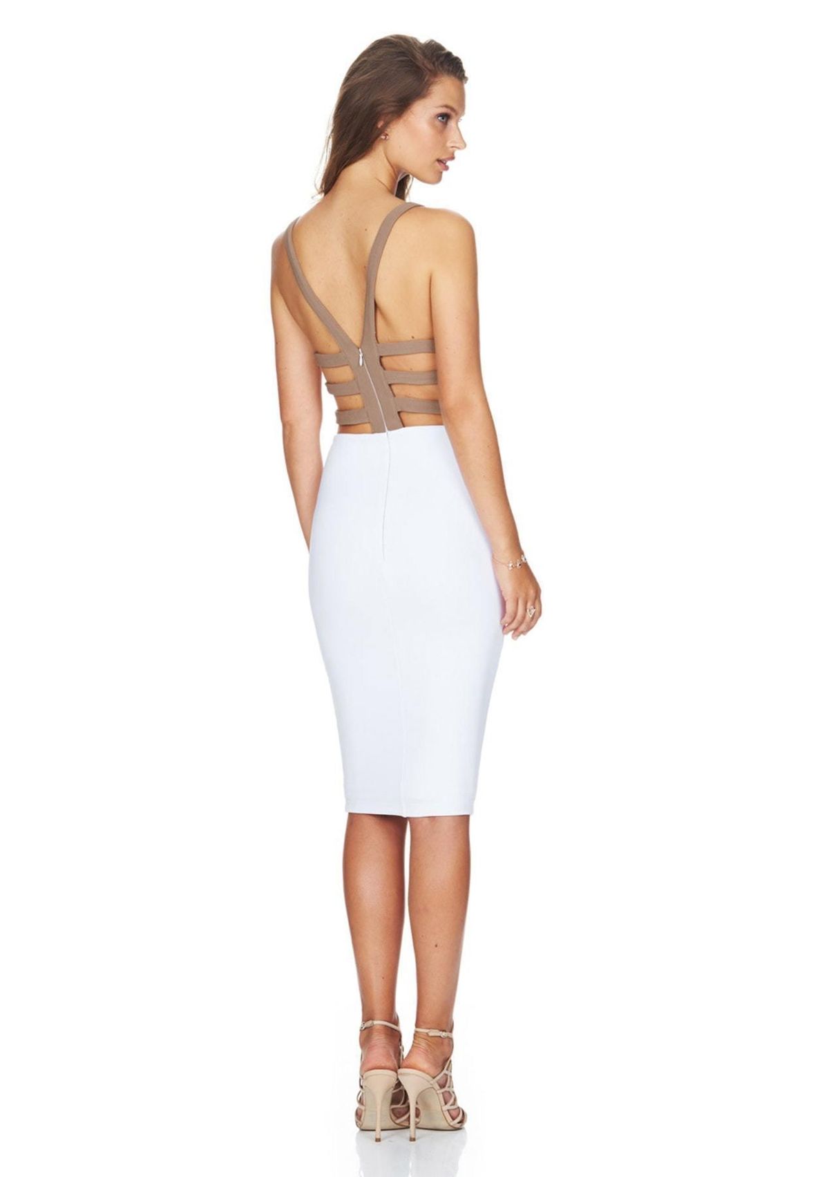 Nookie Sexy Back Bodycon Dress White Size S - Image 2