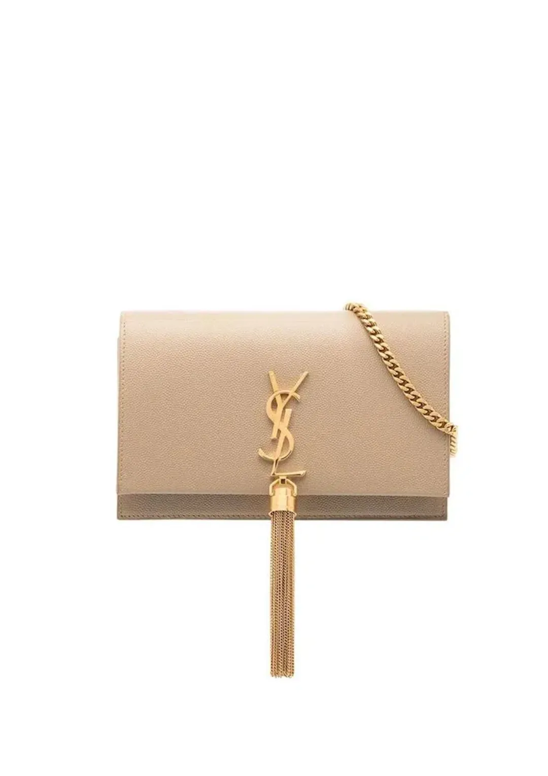 Saint Laurent Kate Nude Textured Leather with Gold Tassel Beige for rent on The Volte - main image