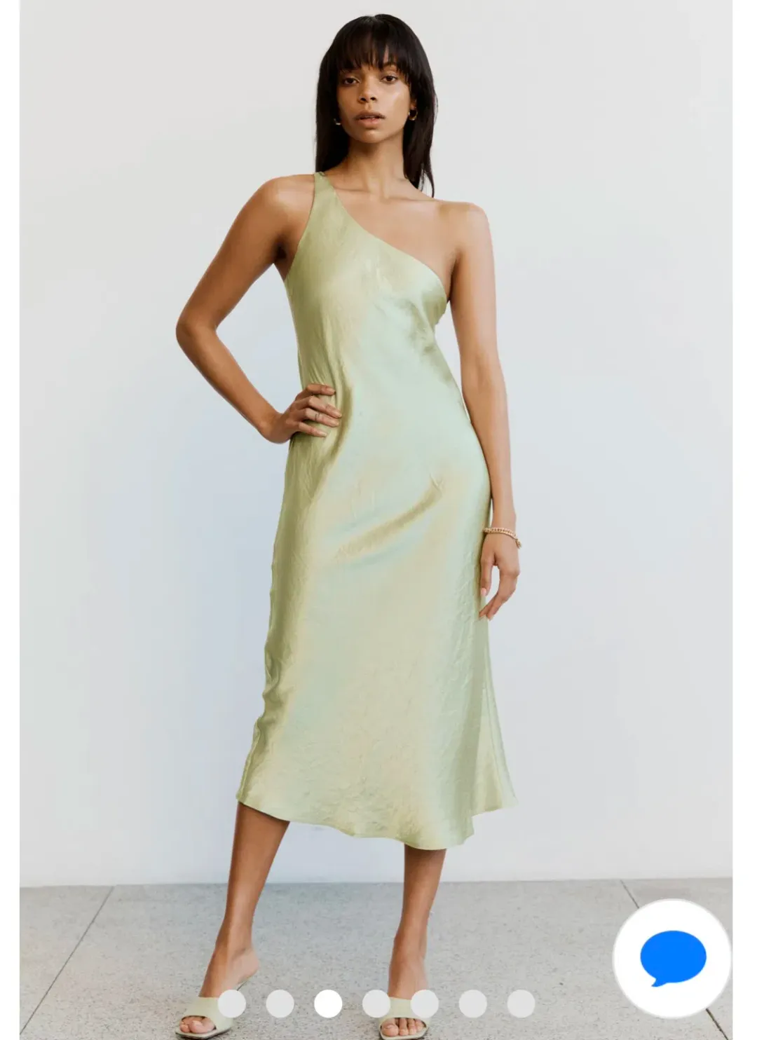 Third Form Crush Bias One Shoulder Midi Dress Apple Green Size 8 for rent on The Volte - main image