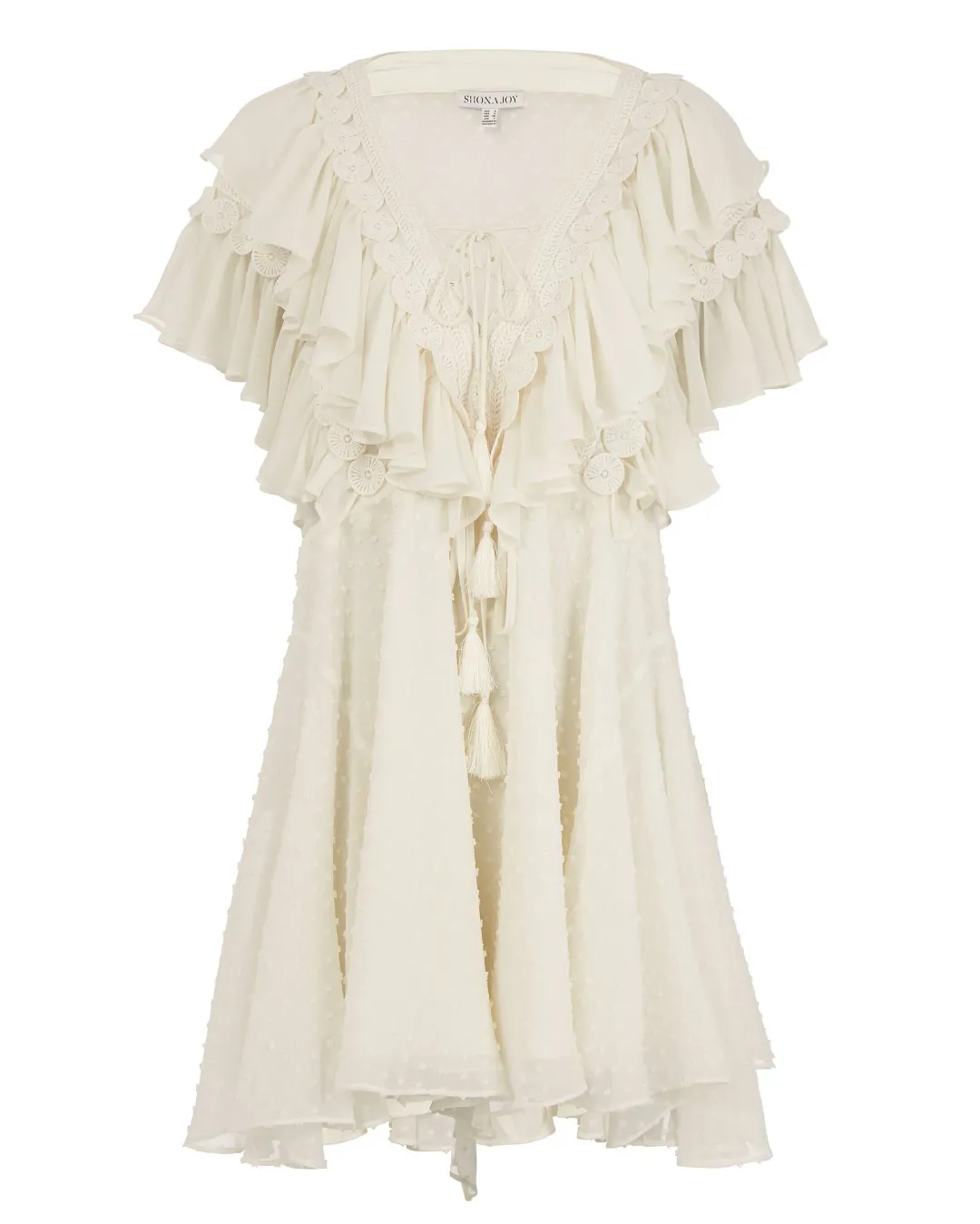 Shona Joy Stella Ruffle Dress Cream Size 10 for rent on The Volte - main image