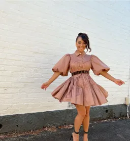 Aje Casabianca Puff Sleeve Shirt Smock Dress Walnut Brown Size 8 for rent on The Volte - image 5