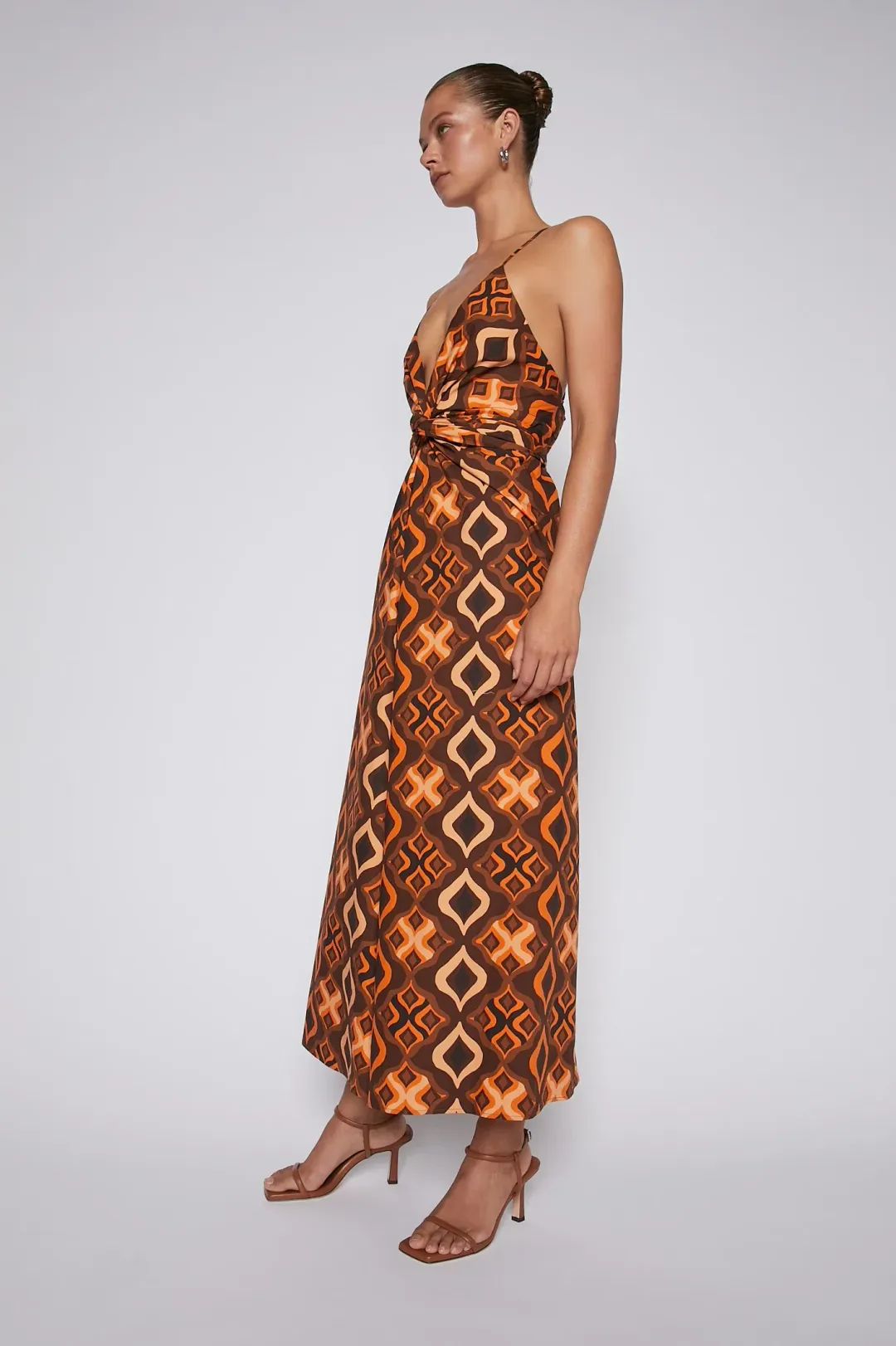 Scanlan Theodore Tile Print Cotton Dress Caramel Size 8 for rent on The Volte - main image