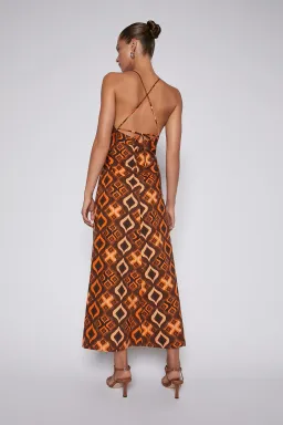 Scanlan Theodore Tile Print Cotton Dress Caramel Size 8 for rent on The Volte - image 2