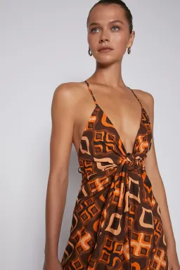 Scanlan Theodore Tile Print Cotton Dress Caramel Size 8 for rent on The Volte - image 3