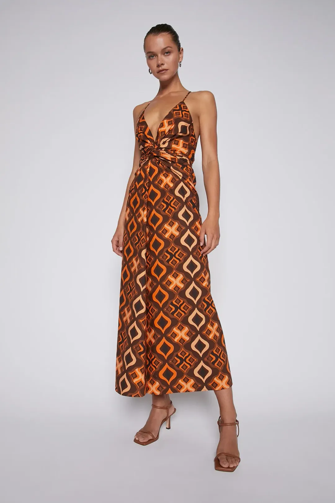 Scanlan Theodore Tile Print Cotton Dress Caramel Size 8 for rent on The Volte - main image