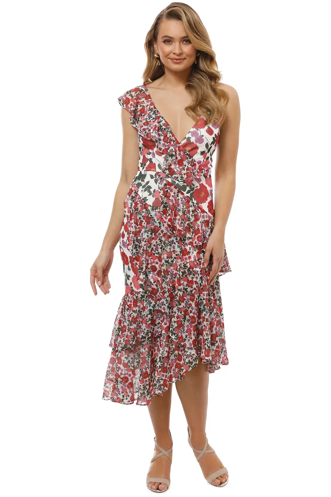 Keepsake the Label Waves Midi Dress Lilac Floral Print Size M/Au 8 for rent on The Volte - main image