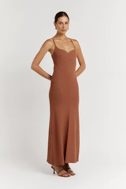 Dissh Koko Sweetheart Clay Knit Dress in Terracotta Brown Size S for rent on The Volte - image 2