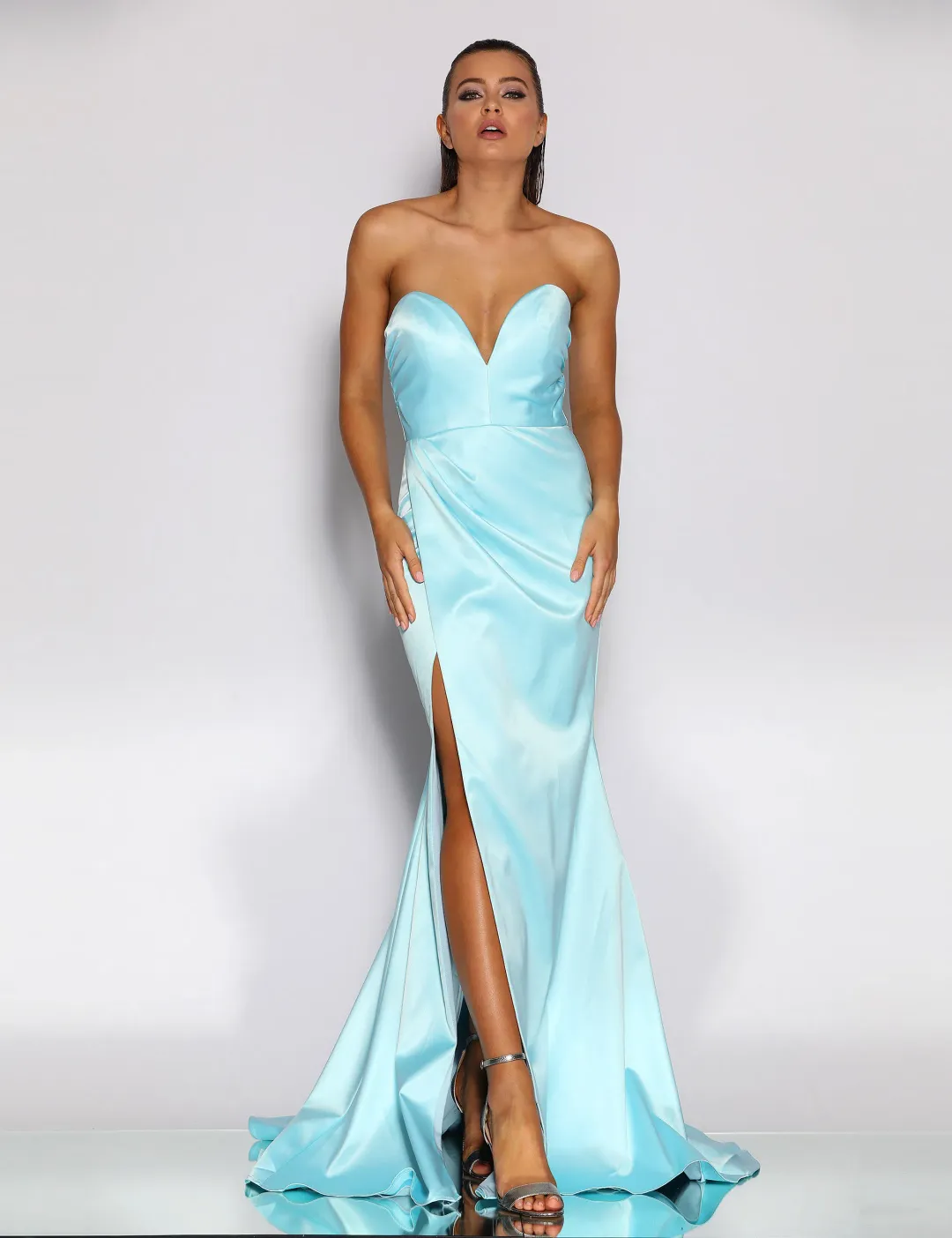 Jadore Esen Strapless Gown Blue Size 10 for rent on The Volte - main image