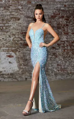 Cinderella Divine CD176 Blue Sequin Gown Size 10 for rent on The Volte - image 1