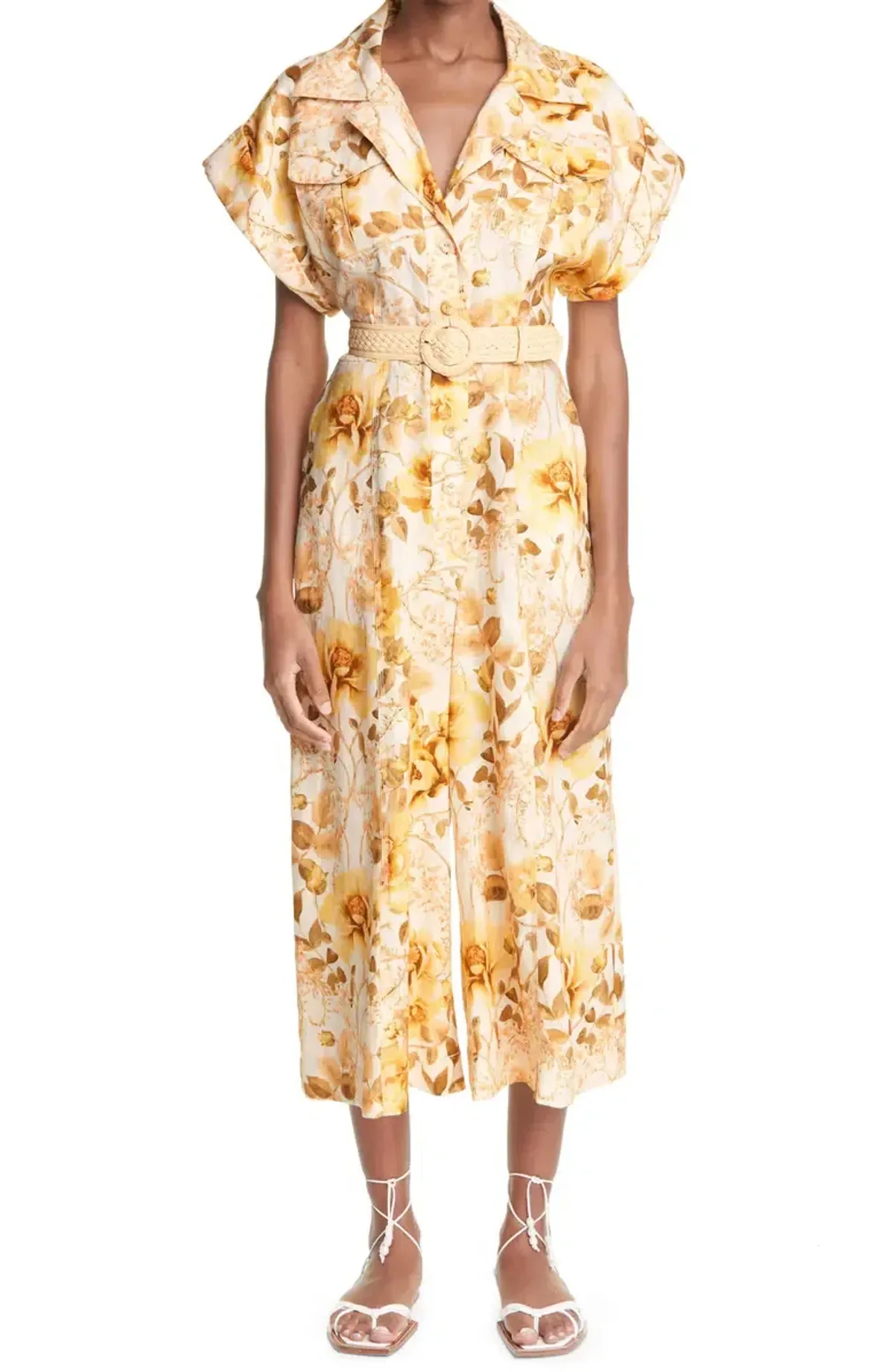 Zimmerman Rosa Roll Cuff Jumpsuit Floral Print Size 3 - Image 1