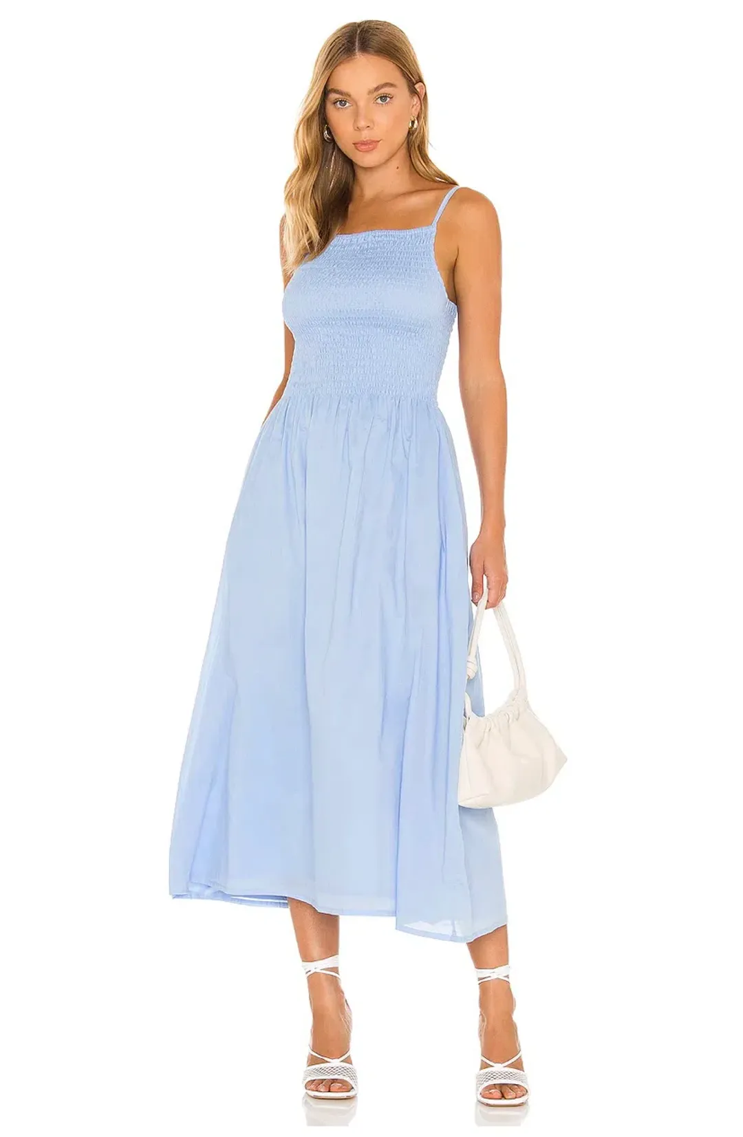 Faithfull the Brand Nolie Midi Dress Blue Size 10 for rent on The Volte - main image