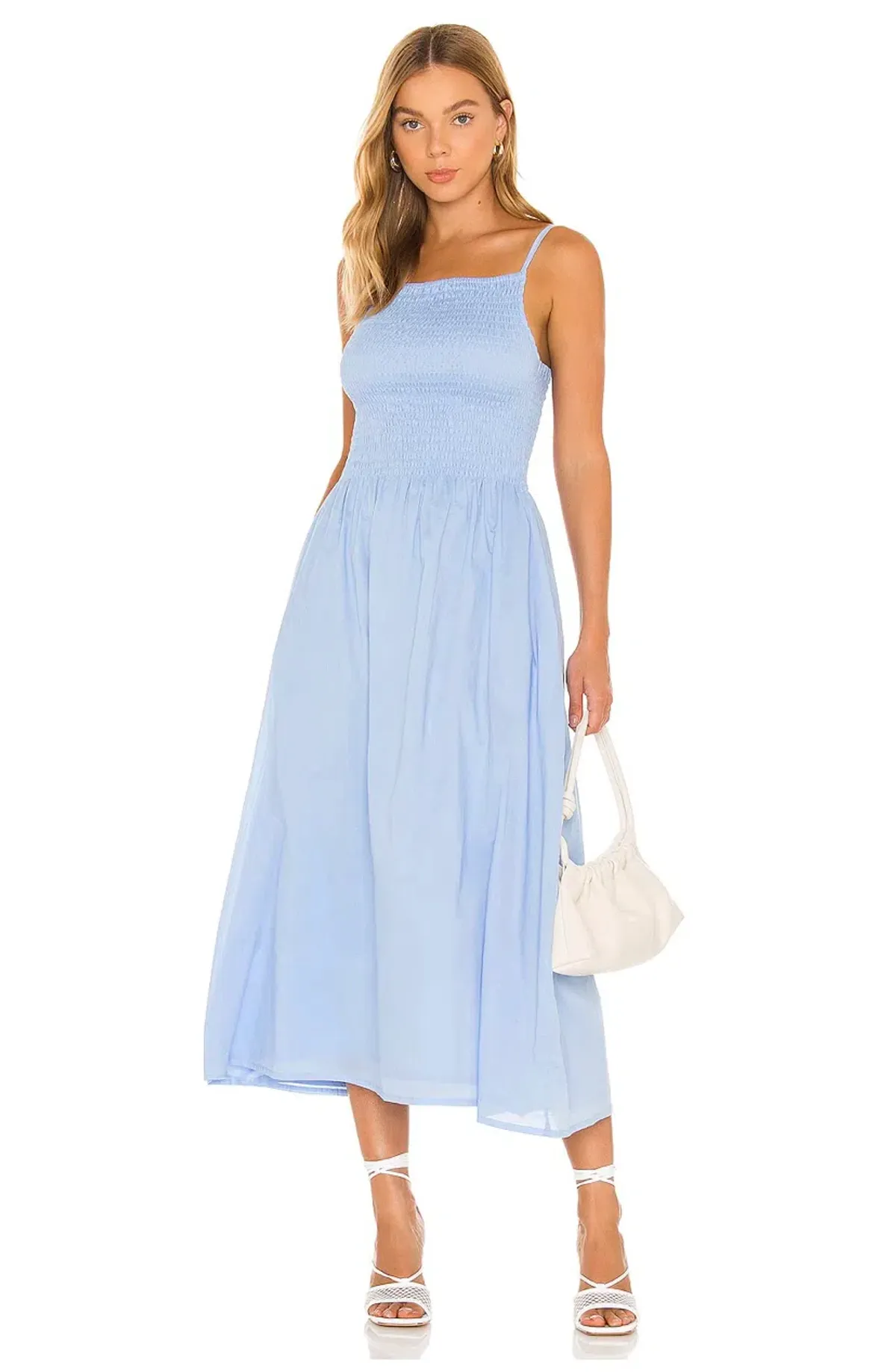 Faithfull the Brand Nolie Midi Dress Blue Size 10 - Image 1