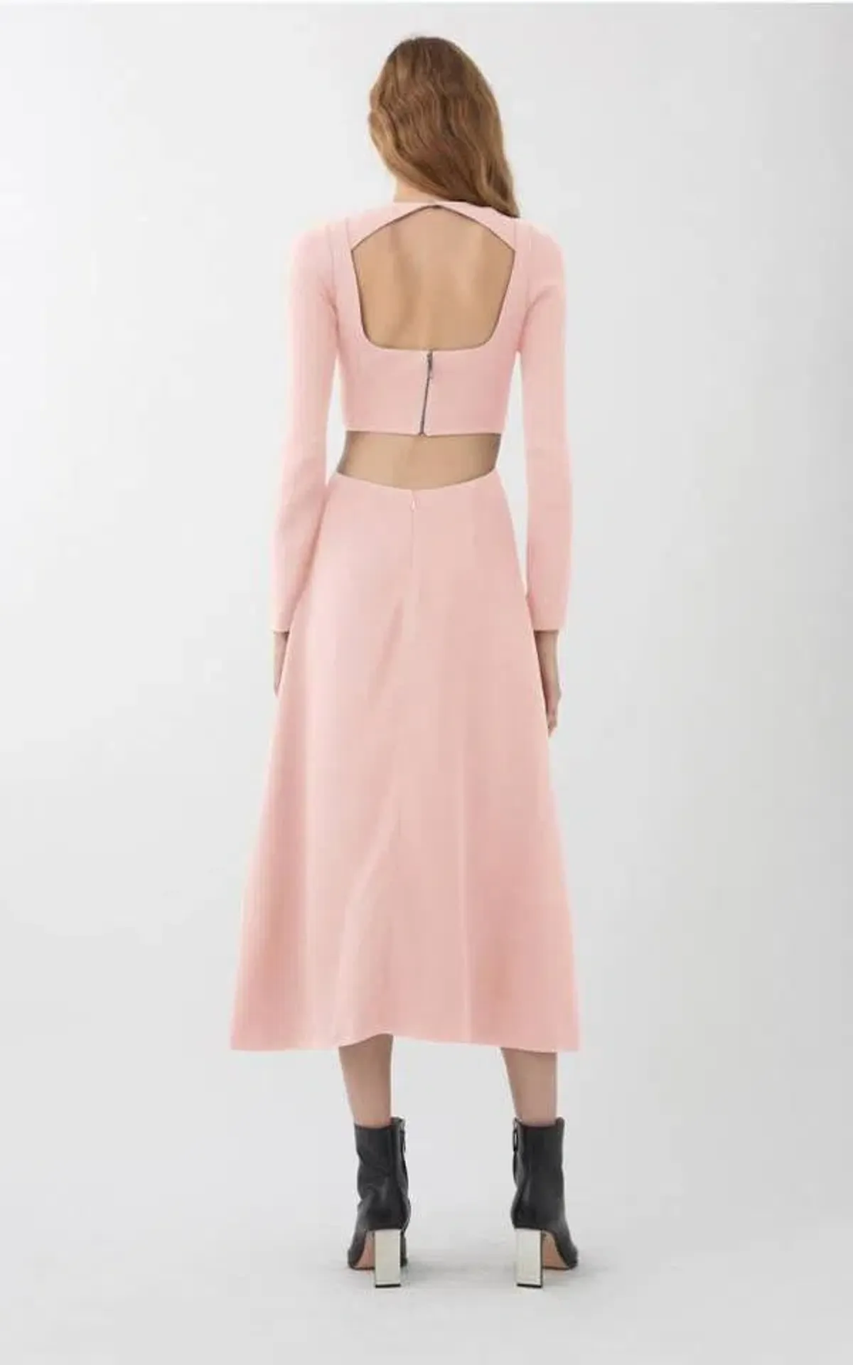 Dion Lee Cady Tessellate Long Sleeve Midi Dress Pink Size 4 - Image 2