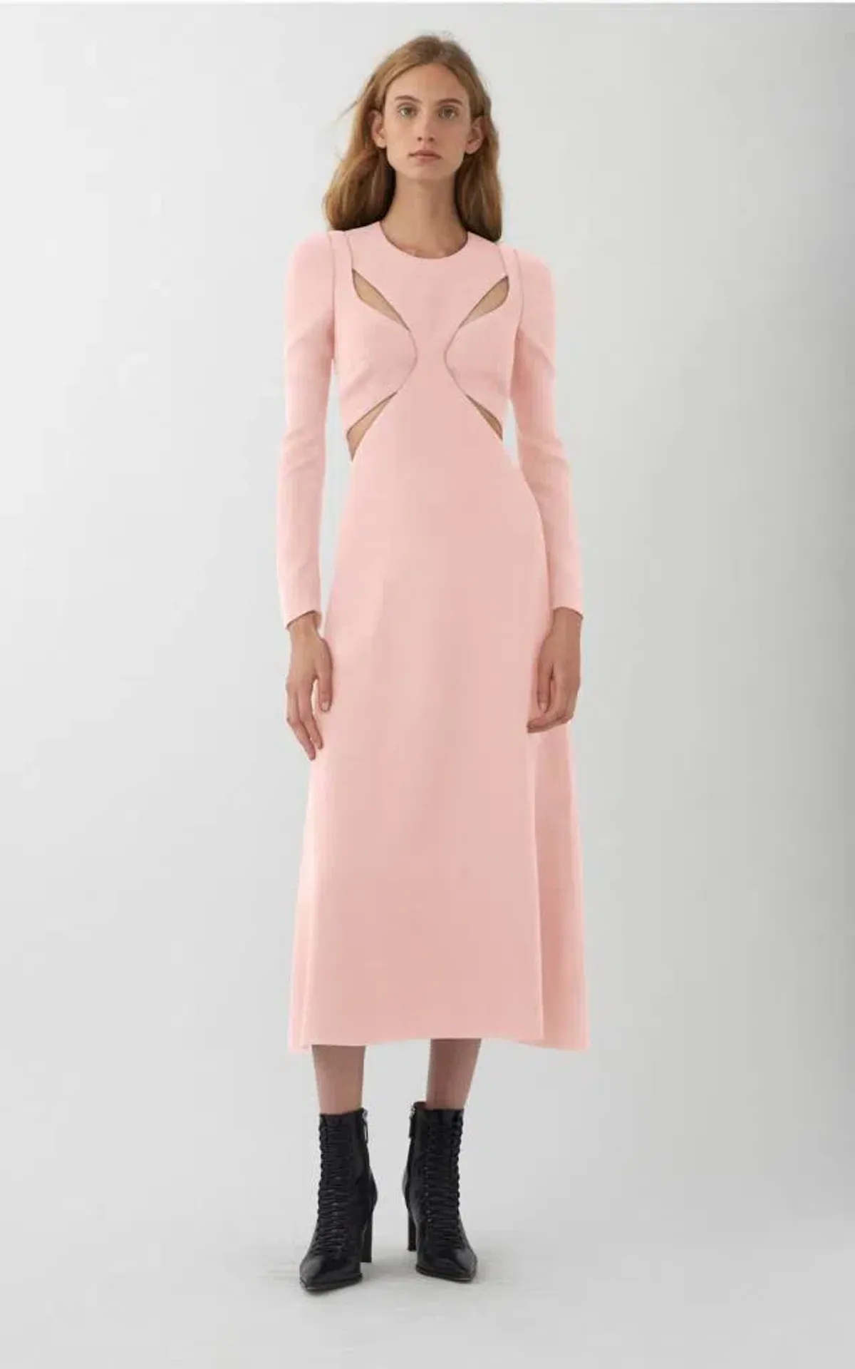 Dion Lee Cady Tessellate Long Sleeve Midi Dress Pink Size 4 - Image 1