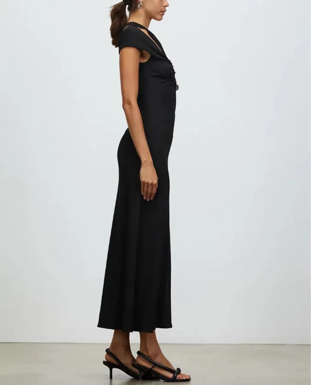 Christopher Esber Quartz Split Ruched Tank Dress Black Size 8 for rent on The Volte - main image