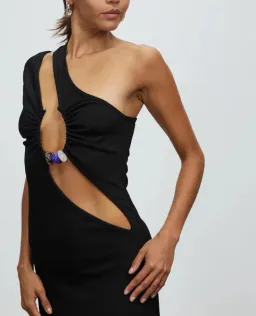 Christopher Esber Quartz Split Ruched Tank Dress Black Size 8 for rent on The Volte - image 4