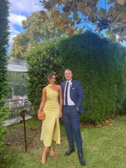 MISHA Estra Midi Dress Venetian Gold Size 8 for rent on The Volte - image 4