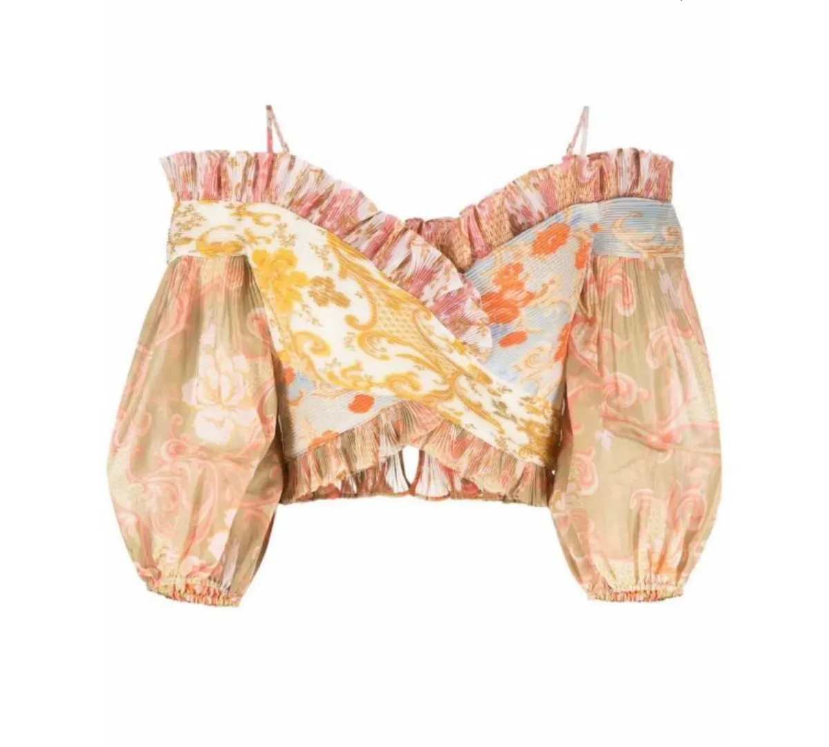 Zimmermann Postcard Pleated Fan Top size 2 Long Skirt Print Size 3 - Image 6