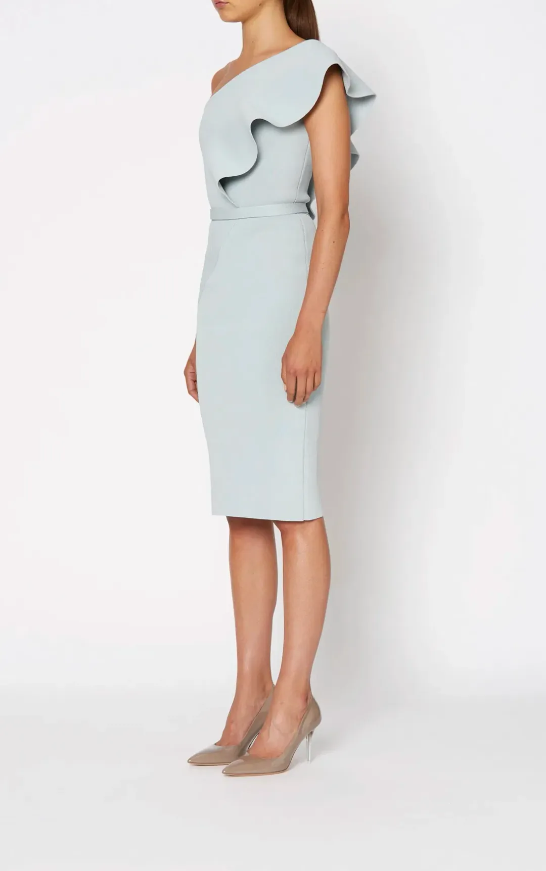 Scanlan Crepe Knit Ruffle Dress Argento Size M / Au 10 for rent on The Volte - main image