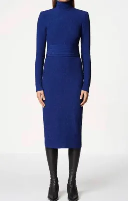 Scanlan Theodore Stretch High Neck Reptile Midi Dress Navy Size 10 for rent on The Volte - image 2