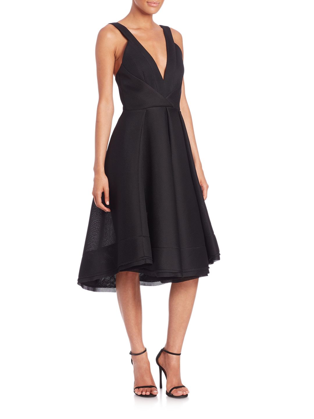 Nicholas Mesh Deep V Gown Black Size 8 for rent on The Volte - main image