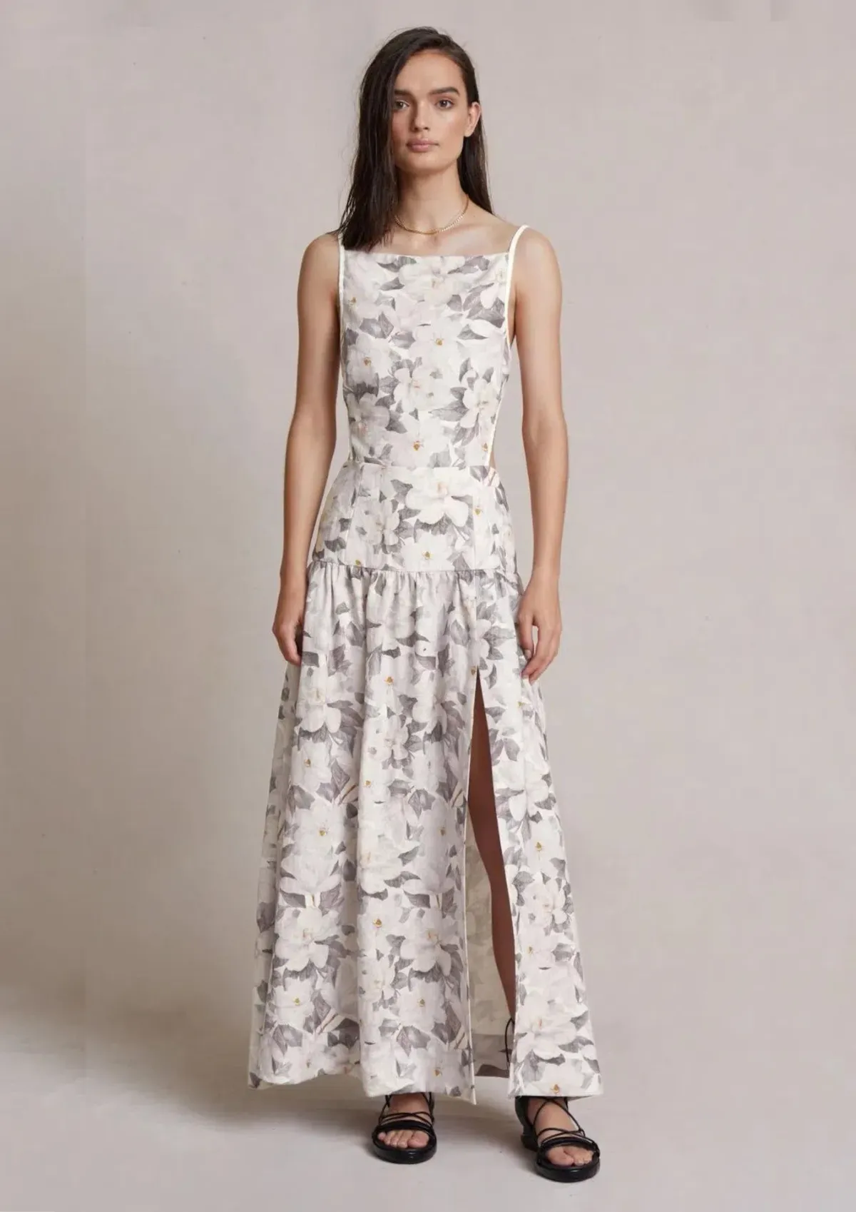 Bec & Bridge Gardenia Linen Maxi Dress Floral Size 8 for rent on The Volte - main image