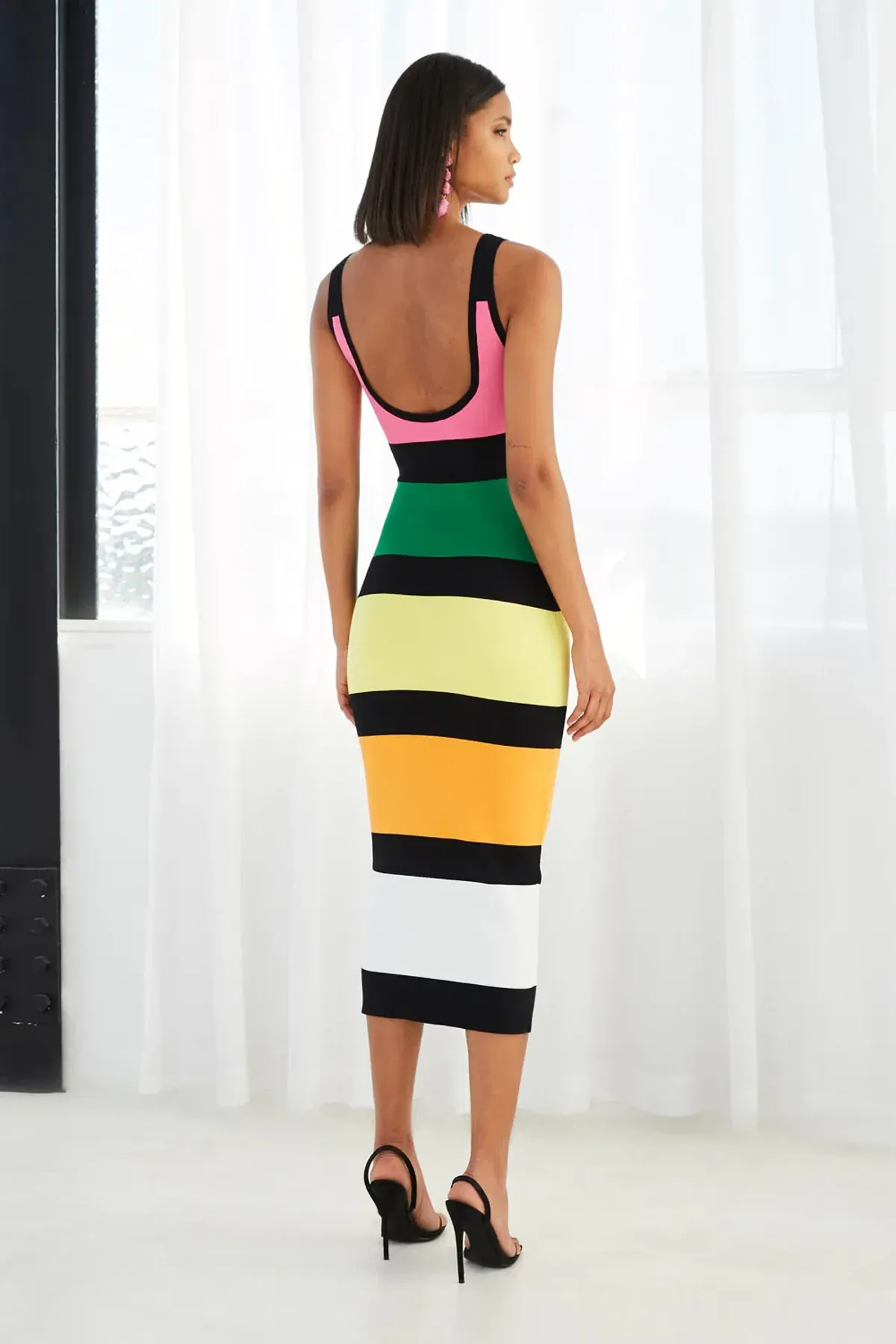 By Johnny All Sorts Rib Midi Dress Print Size 8 - Image 2