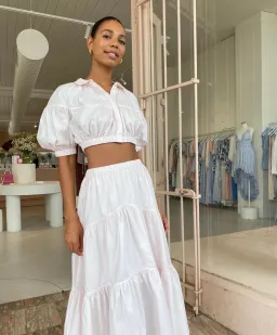 Acler Marquis Top and Skirt Set in Shell Pink Size 8 for rent on The Volte - image 5