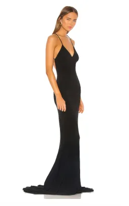 Norma Kamali Low Back Slip Mermaid Fishtail Gown In Black Size 6 for rent on The Volte - image 3