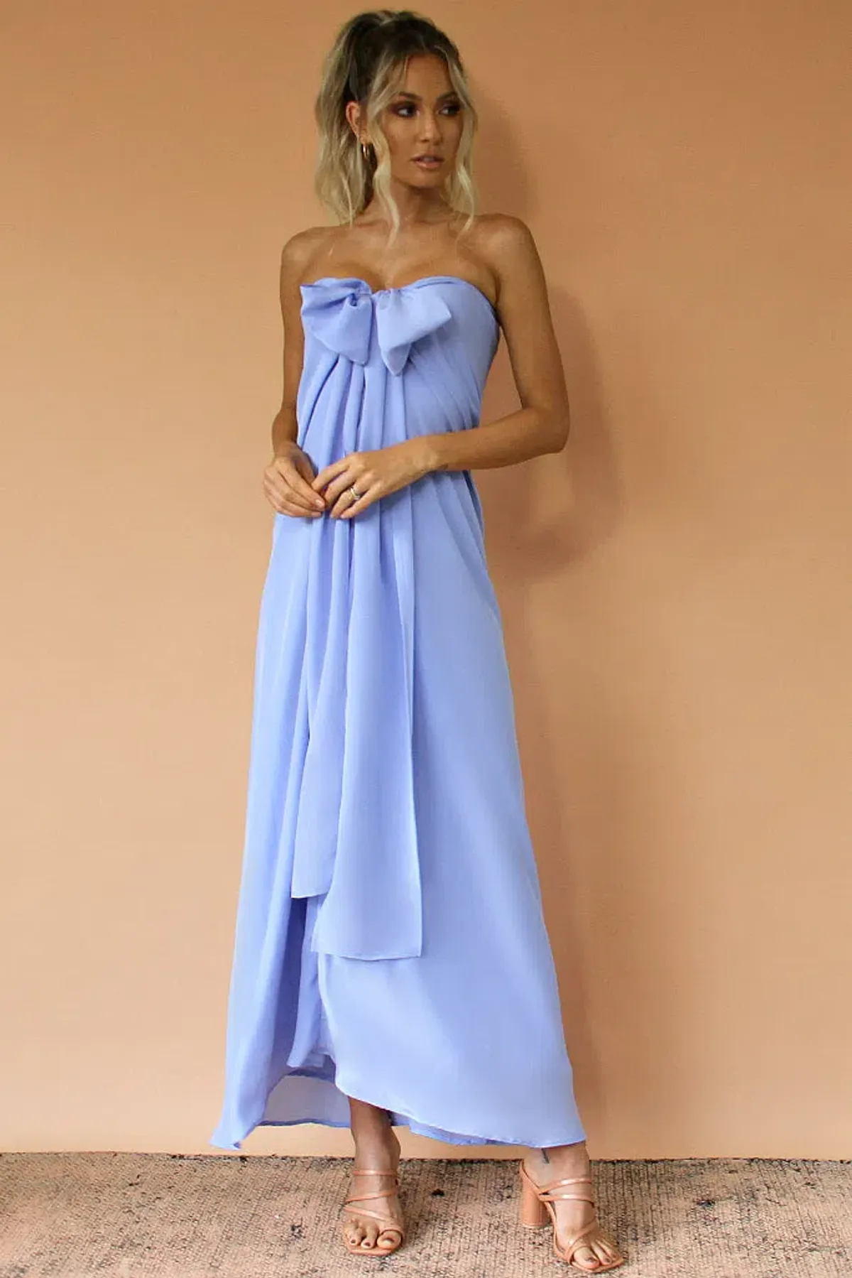 Sisters The Label Sasha Gown - Vienna Sky Silk for rent on The Volte - main image