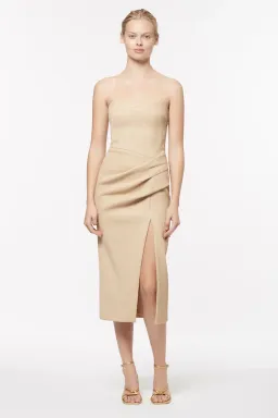 Manning Cartel French Kiss Strapless Midi Dress Beige Size 10 for rent on The Volte - image 1