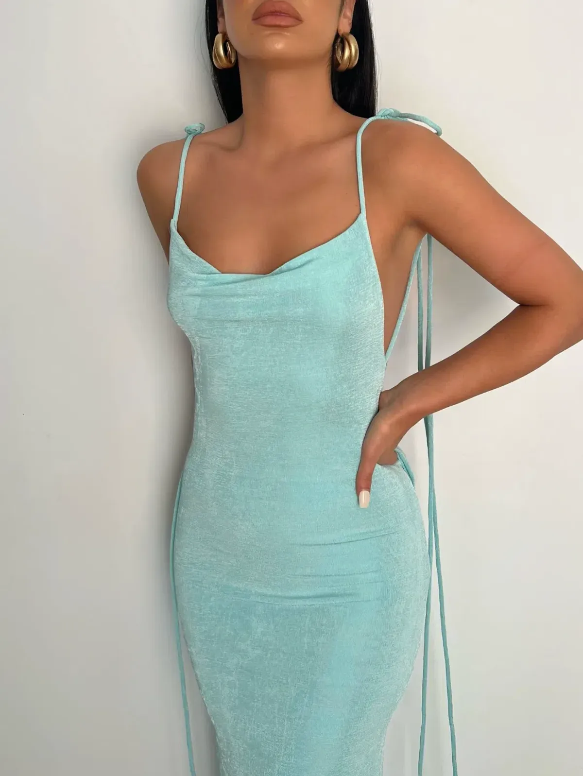 Mélani the Label Cristina Gown - Aqua - Medium - Image 3