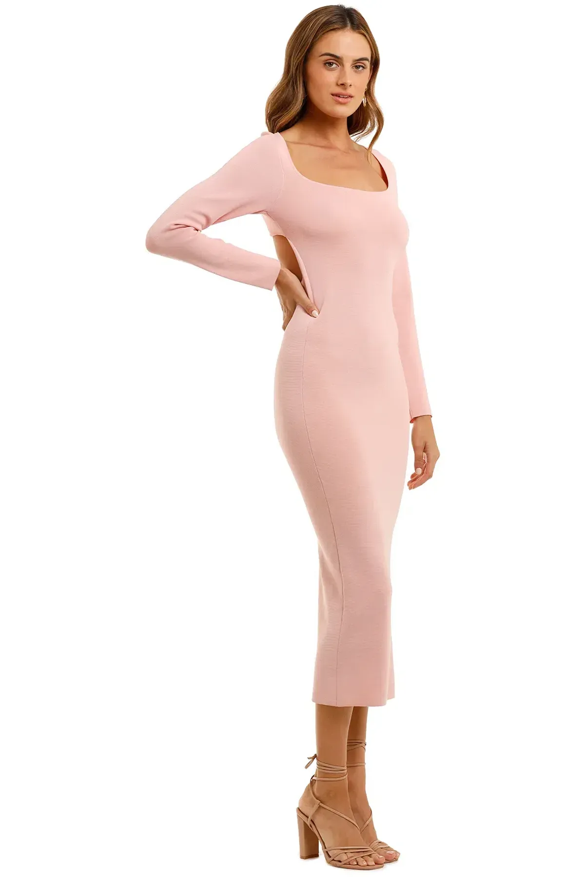 By Johnny Tina Twist Scoop Back Evening Knit in Soft Pink Size S - Image 3
