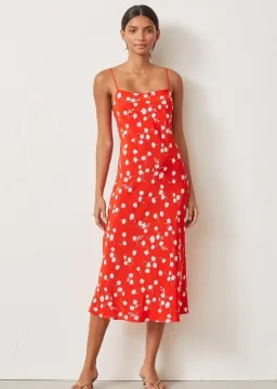 Bec & Bridge White Daisy Slip Dress in Red Floral Size 12 for rent on The Volte - image 1