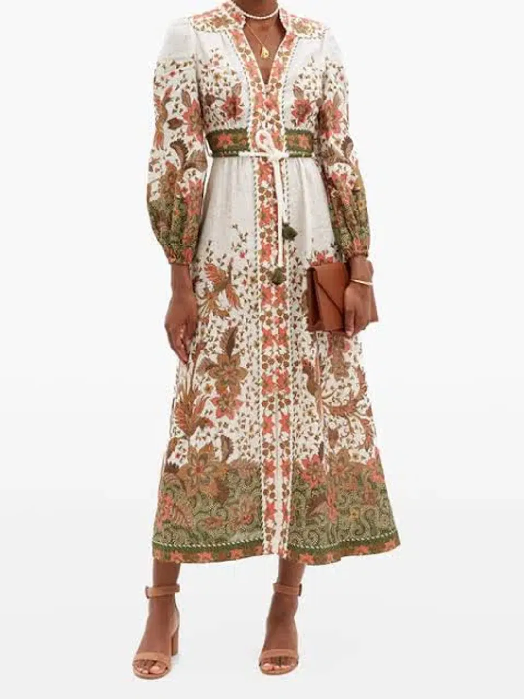 Zimmermann Empire Batik Floral Print Linen Dress Size 2 for rent on The Volte - main image