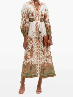 Zimmermann Empire Batik Floral Print Linen Dress Size 2 for rent on The Volte - image 2