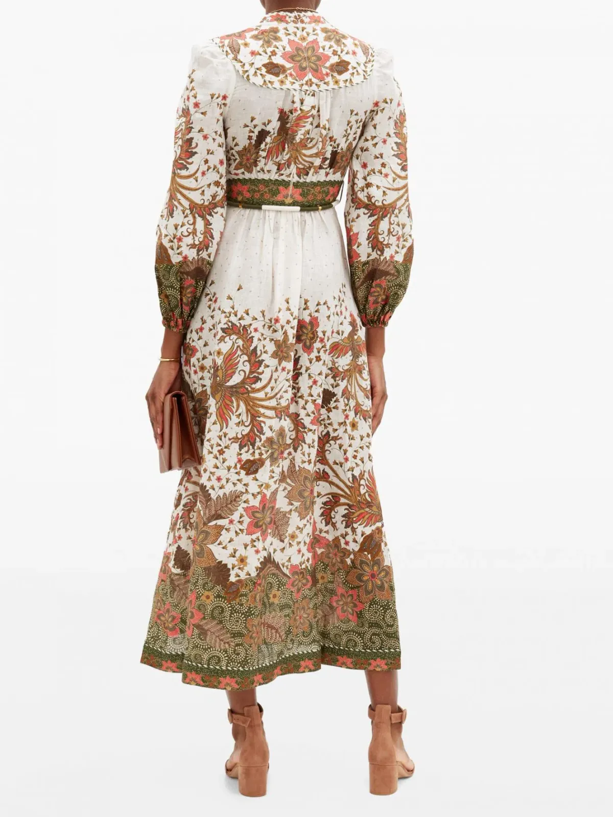 Zimmermann Empire Batik Floral Print Linen Dress Size 2 - Image 3