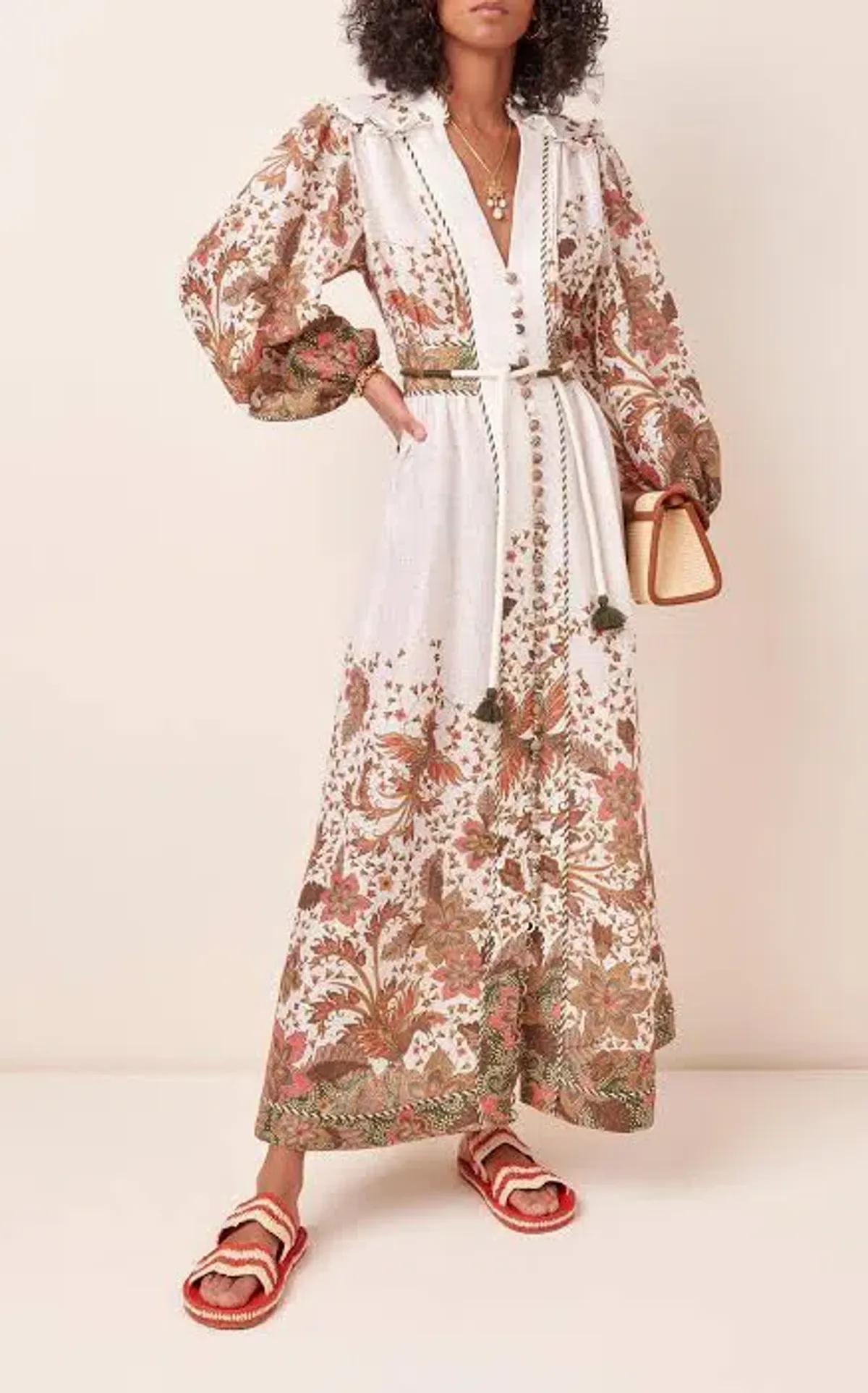 Zimmermann Empire Batik Floral Print Linen Dress Size 2 - Image 4
