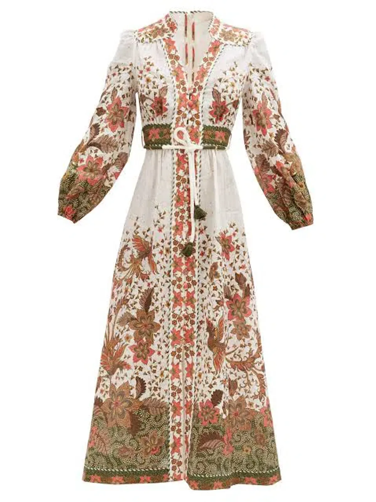 Zimmermann Empire Batik Floral Print Linen Dress Size 2 - Image 5