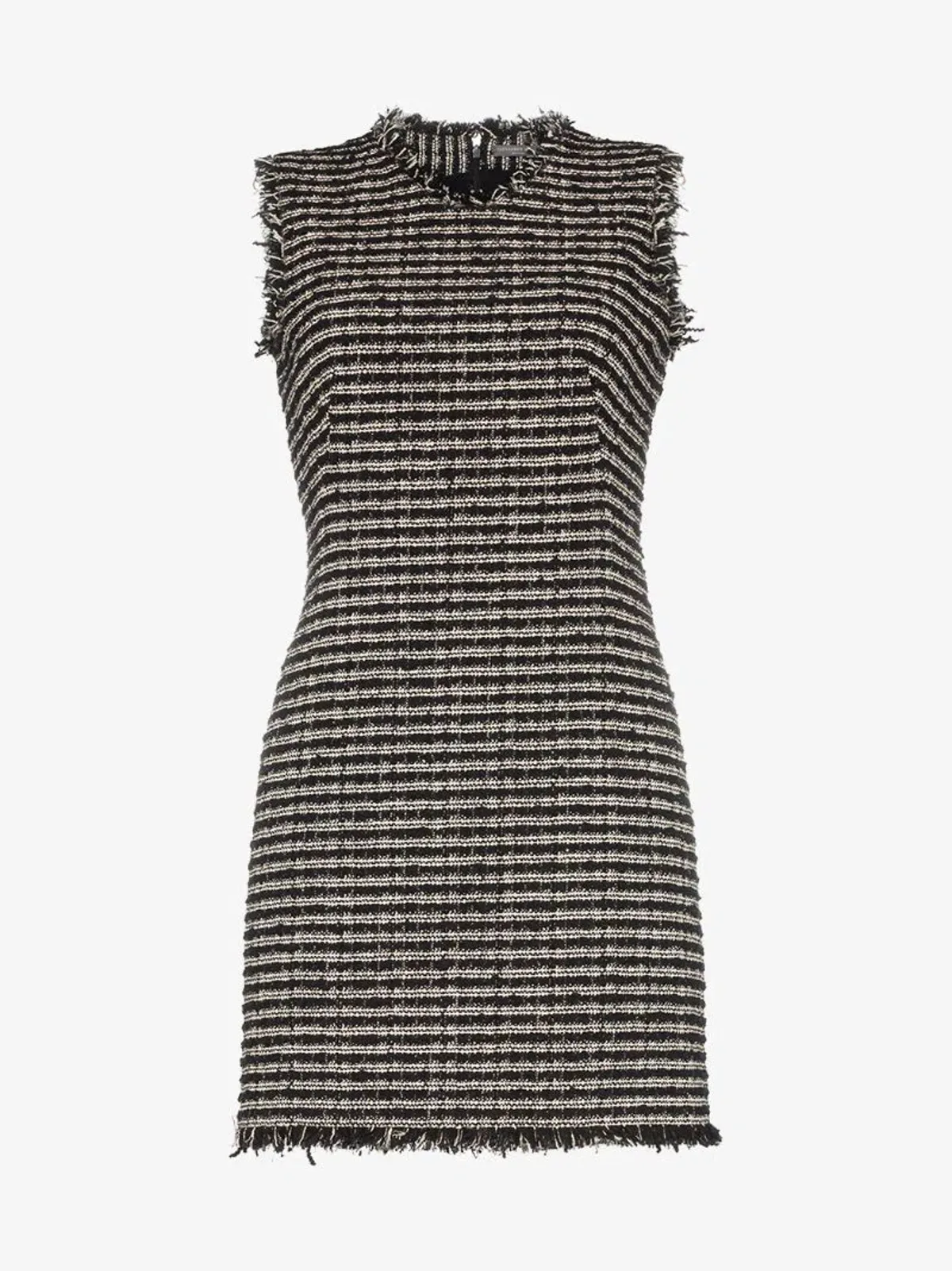 Alexander McQueen Sleeveless Frayed Edge Tweed Mini Dress Black Size 10 - Image 3