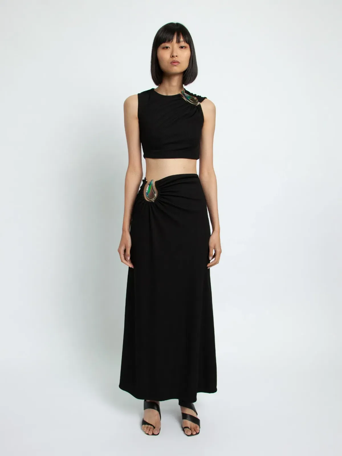 Christopher Esber Moodstone Crop Tank and Skirt Set Black Size 6 for rent on The Volte - main image