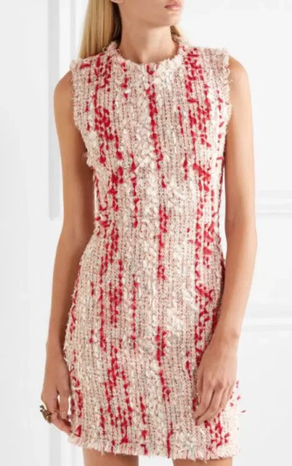 Alexander McQueen Frayed Tweed Mini Dress Multi Size 10 - Image 1