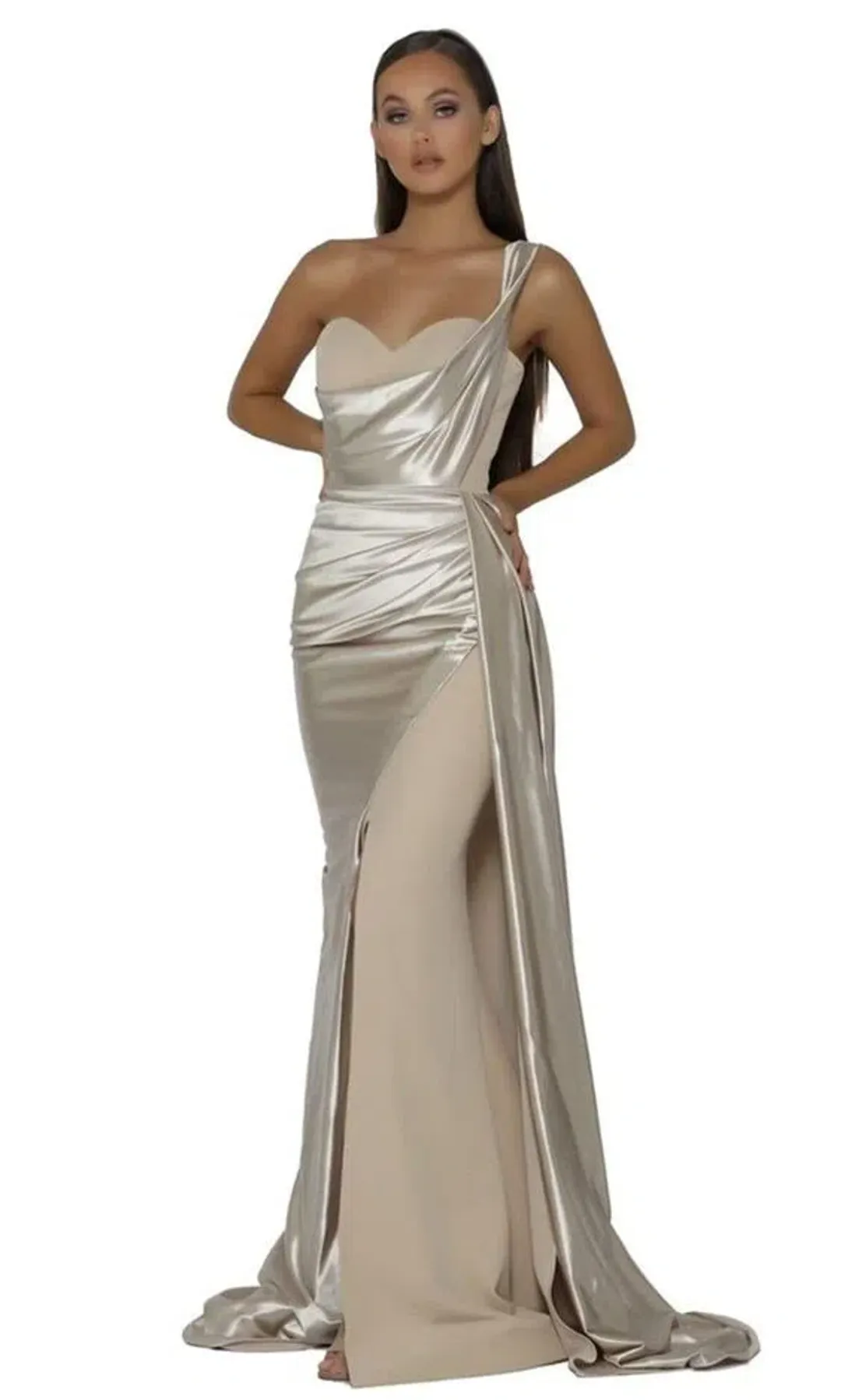 Portia & Scarlett PS5021 Gown Champagne Size 10 for rent on The Volte - main image