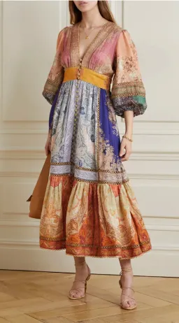 Zimmermann Anneke Lantern Midi Dress Spliced Print Size 4 / AU 16 for rent on The Volte - image 1