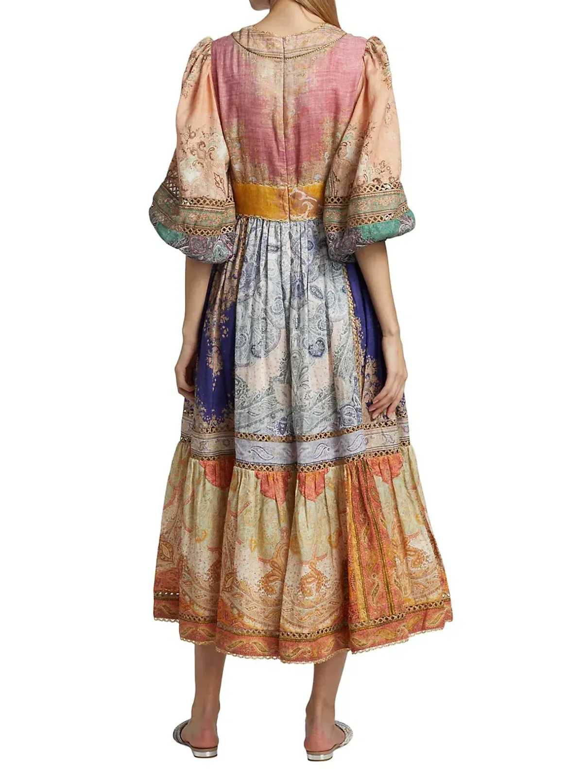 Zimmermann Anneke Lantern Midi Dress Spliced Print Size 4 / AU 16 - Image 2