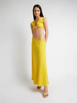 Christopher Esber The Quartz Disconnect Torso Cap Sleeve Dress Yellow Size 6 for rent on The Volte - image 3