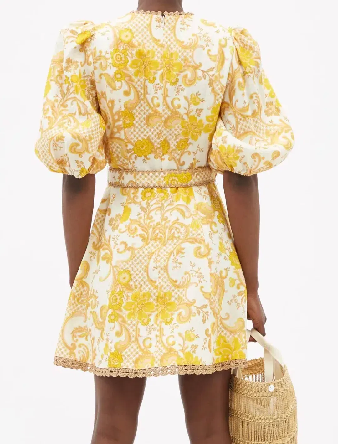 Zimmermann Postcard Mini Dress in Swirl Floral Yellow AU12 (22:05) for rent on The Volte - main image