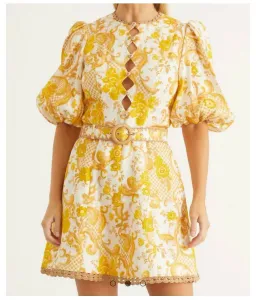 Zimmermann Postcard Mini Dress in Swirl Floral Yellow AU12 (22:05) for rent on The Volte - image 5